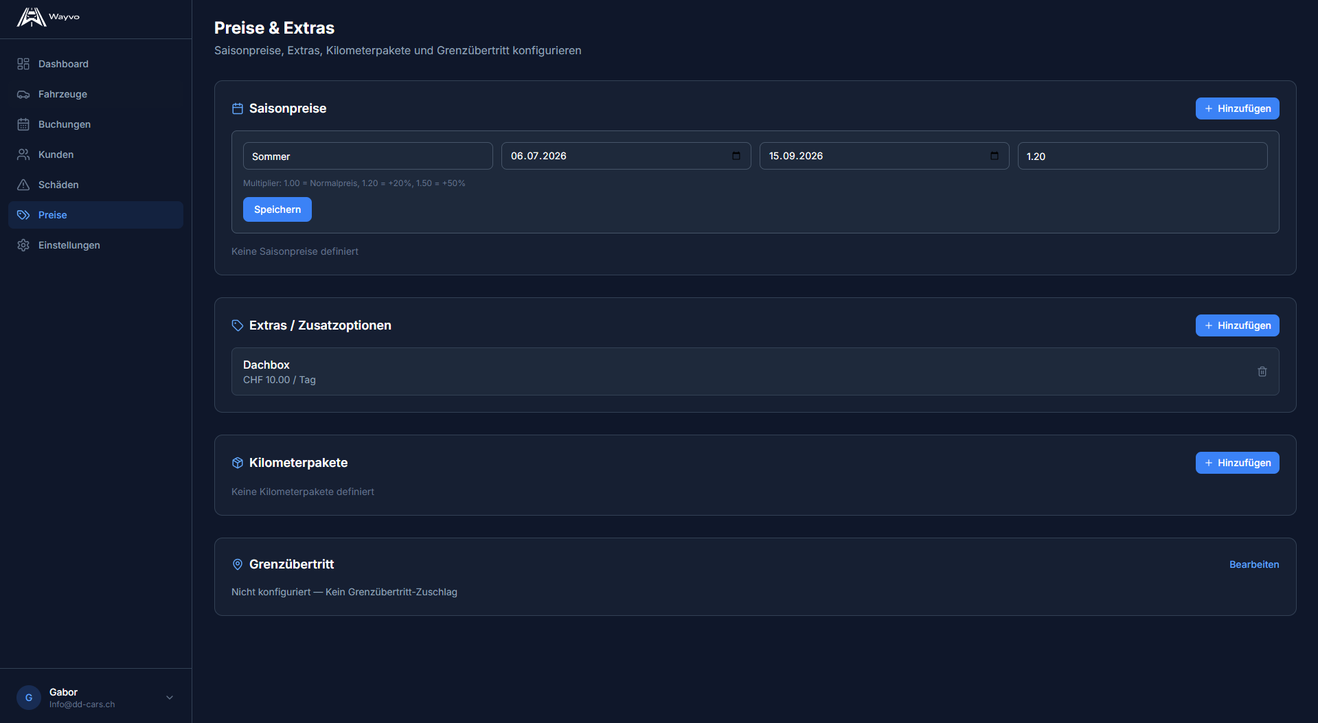 Preisgestaltung & Saisonpreise